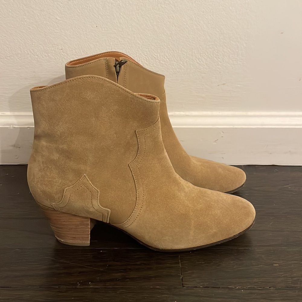 Isabel Marant tan suede ankle booties